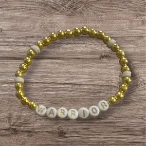 Warrior Gold & White Beaded Bracelet