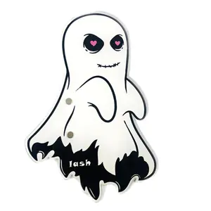 Smooth Premium Acrylic Lash Tiles - Ghost-Theme Cute Blendable Makeup Cosmetic Pallet, Lightweight Wipe-Clean Sustainable Holder for Eyelash Extensions, Salon Professionals, Blend