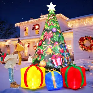 7.8 FT Christmas Inflatables Tree Outdoor Decorations Blow Up Christmas Tree Gift Box Yard with Colorful Light for Holiday Party Indoor Garden Lawn Decor (Pink)C38tool que