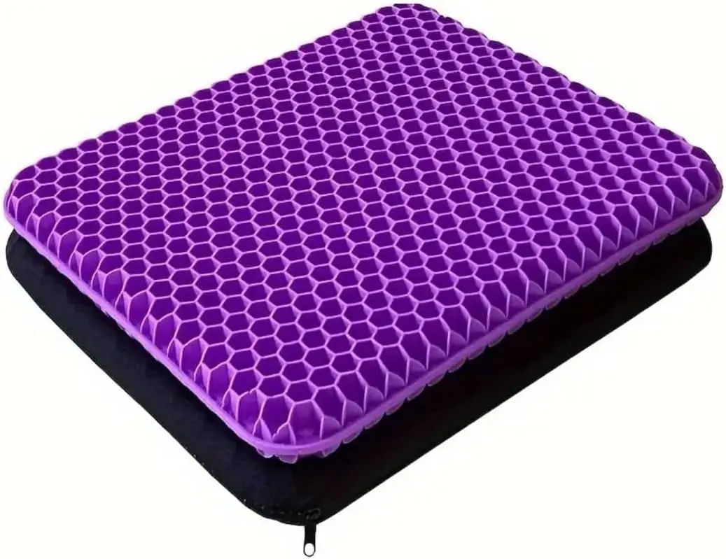 Gel Seat Cushion for Long Sitting Double Thick Office Desk Home Wheelchair Relief Sciatica Tailbone Pain Sore Pressure Cool Non-slip Game Chair Pads for Car Truck Driver Soft Thick Honeycomb Design
