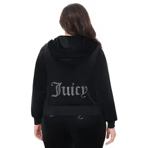 Juicy Couture Plus-Size OG Big Bling Velour Hoodie