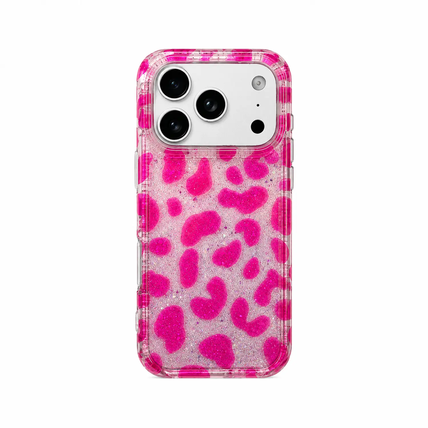 For iPhone 17 16 15 14 Pro Max Leopard Print Shockproof Cute Luxury Bling Sparkle Translucent Clear Vintage Cheetah Print Silicone Phone Case for Girls Women