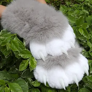 Plush Cat Paw Gloves - Ultra Soft Faux Fur Animal Claw Mittens | Adorable 3D Paw Pad Design | Warm Cozy for Cosplay, Winter & Gifts (Multiple Colors)