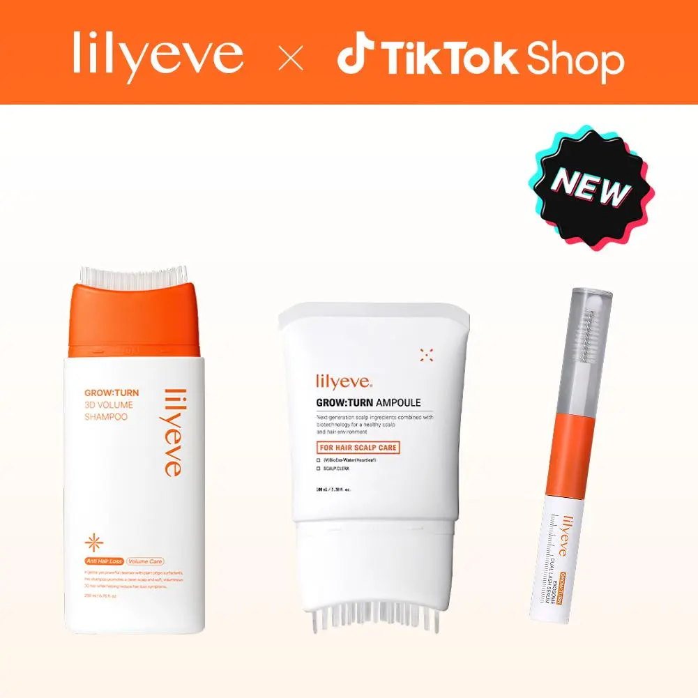 [LILYEVE] GROWTURN Hair & Lash Growth Trio | 3-Piece Set with Hair Growth Serum, 3D Volume Brush Shampoo & Dual Lash Serum, Hair/Lashes