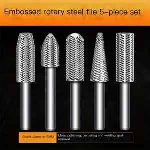 5 pieces of 6mm rotary grinding head steel file, woodworking DIY soft metal trimming kit, metal polishing Derusting repair tool