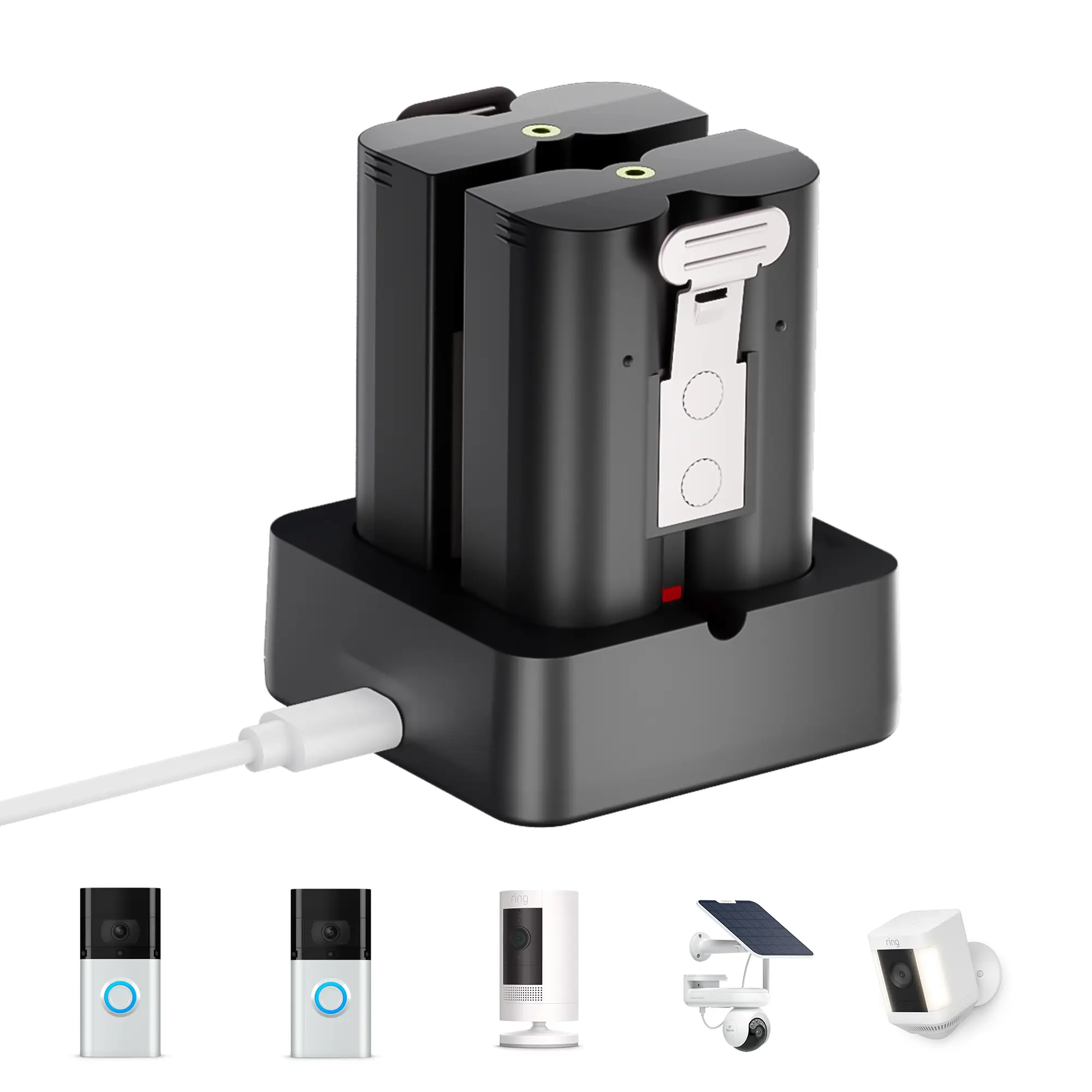 2-Pack 6800mAh Rechargeable Battery + Charging Dock for Ring Video Doorbell 2/3/3plus/4 & Spotlight Cam