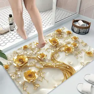 Tree Trunk Rose Pearl Wallpaper Pattern Rug, Non-Slip Easy Clean Soft Flannel Surface, Ideal for Living Room Bedroom Kitchen Office Bath Decor