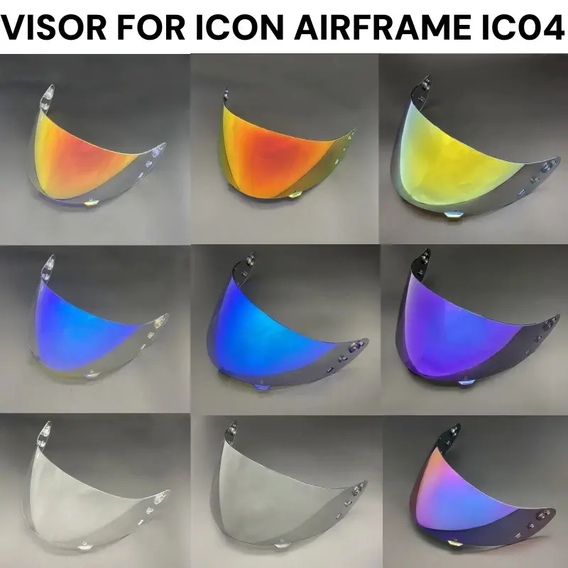 1 x Moto Style Polycarbonate Replacement Visor - IC-04 Fit Removable Lens for ICON IC04 Airframe Pro, Airmada, Airform, High Flexibility, Anti-UV, Anti-Scratch, Dustproof, Day Riding, 1 Piece, Single Lens, Sun Protection, 1-10Mm Error