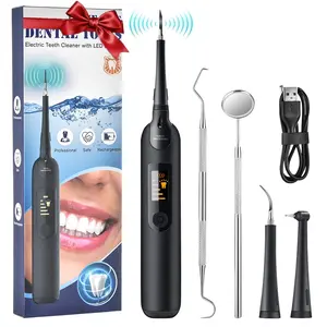 Ultrasonic Teeth Cleaning Kit, Teeth Cleaning Machine, Portable Teeth Cleaner, Electric Cordless Tooth Cleaner with LED Light & 5 Modes, Rechargeable Oral Care Tool for Home Travel