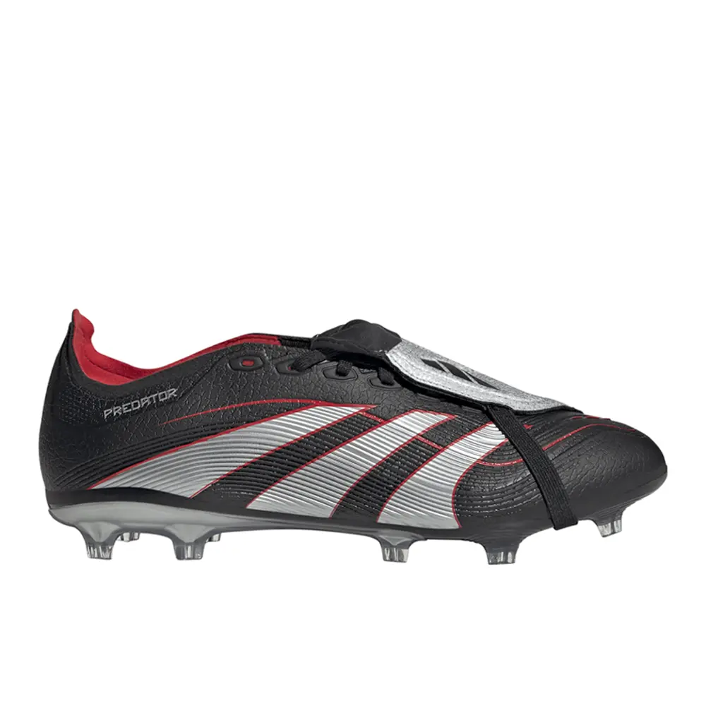 adidas Mens Predator League Obsidian Strike Fold-Over Tongue Firm GroundMulti Ground Soccer Cleats  - Black, Silver