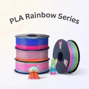 SUNLU Transparent Rainbow PLA Filament – Multicolor 3D Printer Filament for Easter, Christmas & Small Business (Smooth Color Change 8m/Color, 1kg 330m)
