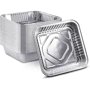 [50 Pack - 8” x 8”] Square Baking Cake Pans| Heavy Duty l Disposable Aluminum Foil Tins l Portable Food Containers l Perfect for Roasting Toaster Oven Broiling Cooking