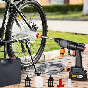 48V Portable Pressure Washer Rechargeable Quick Connect Nozzles for On the Go Cleaning Wireless High Pressure Washer with 2 Batteries for Car Home and Garden Tasks