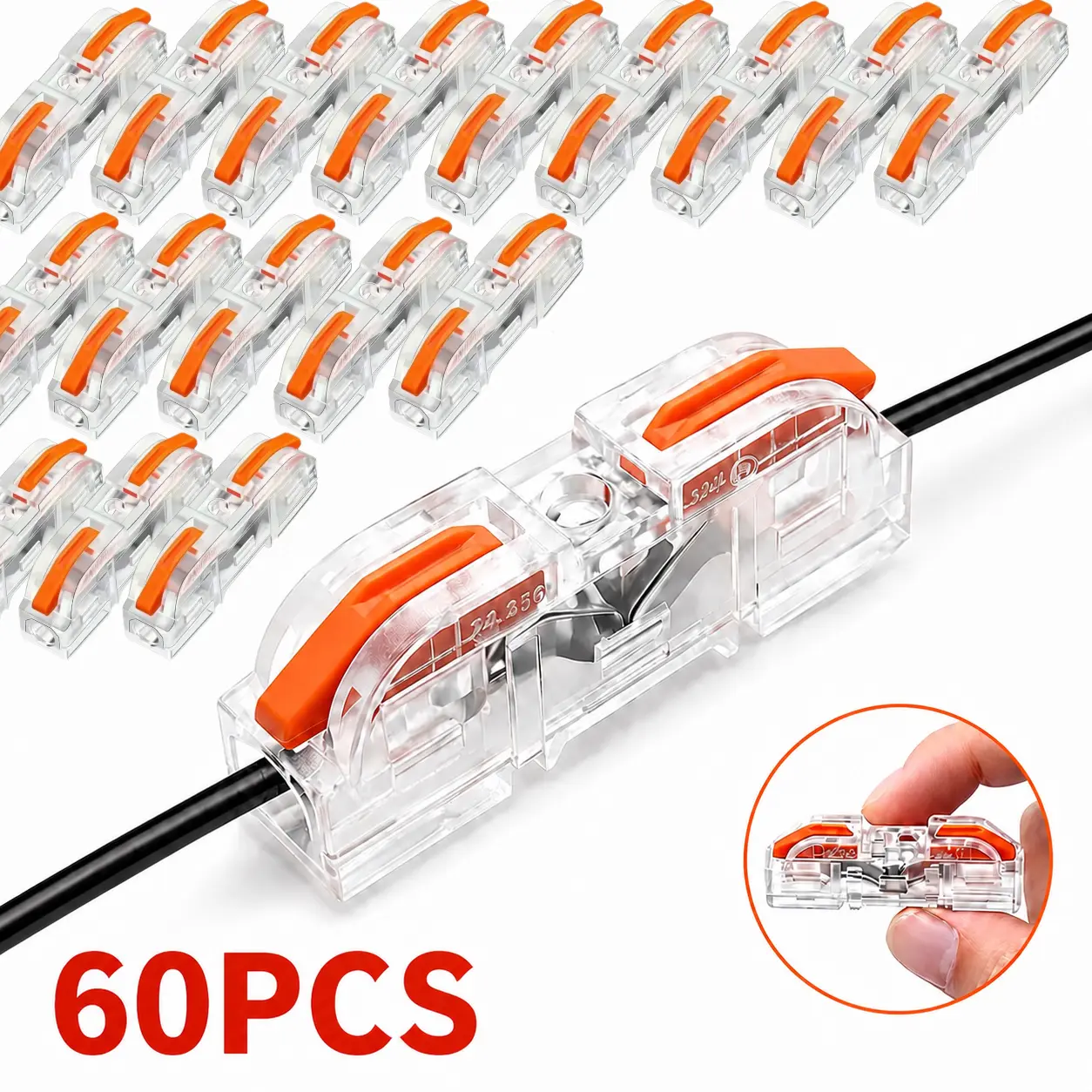 No-Strip Quick Lever Wire Splice Connector - 32A/250V Solderless Terminals, Quick Snap, Durable Reliable Stainless Steel, Secure Lock & Heat Resistant for DIY Electrical Work, Wire Splice Connectors, Durable Reliable Connectors