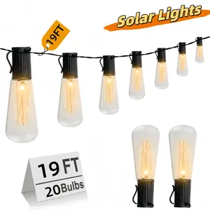 Solar Powered Papaya String Lights - 20 Lights, Length 16.4 Feet, Outdoor Waterproof, Vintage Bulbs (Warm White), Suitable for Summer Garden, Patio, Party, Wedding, Birthday Decoration with Sense of Ambience