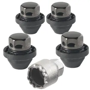 Ford Bronco (no Raptor) 2021-2026 Wheel-Locks Lug nut Kit M12 X 1.5 Thread Size - Set of 4 Lug Nuts + 1 Key - Farad GalaxyLock H/MX Black