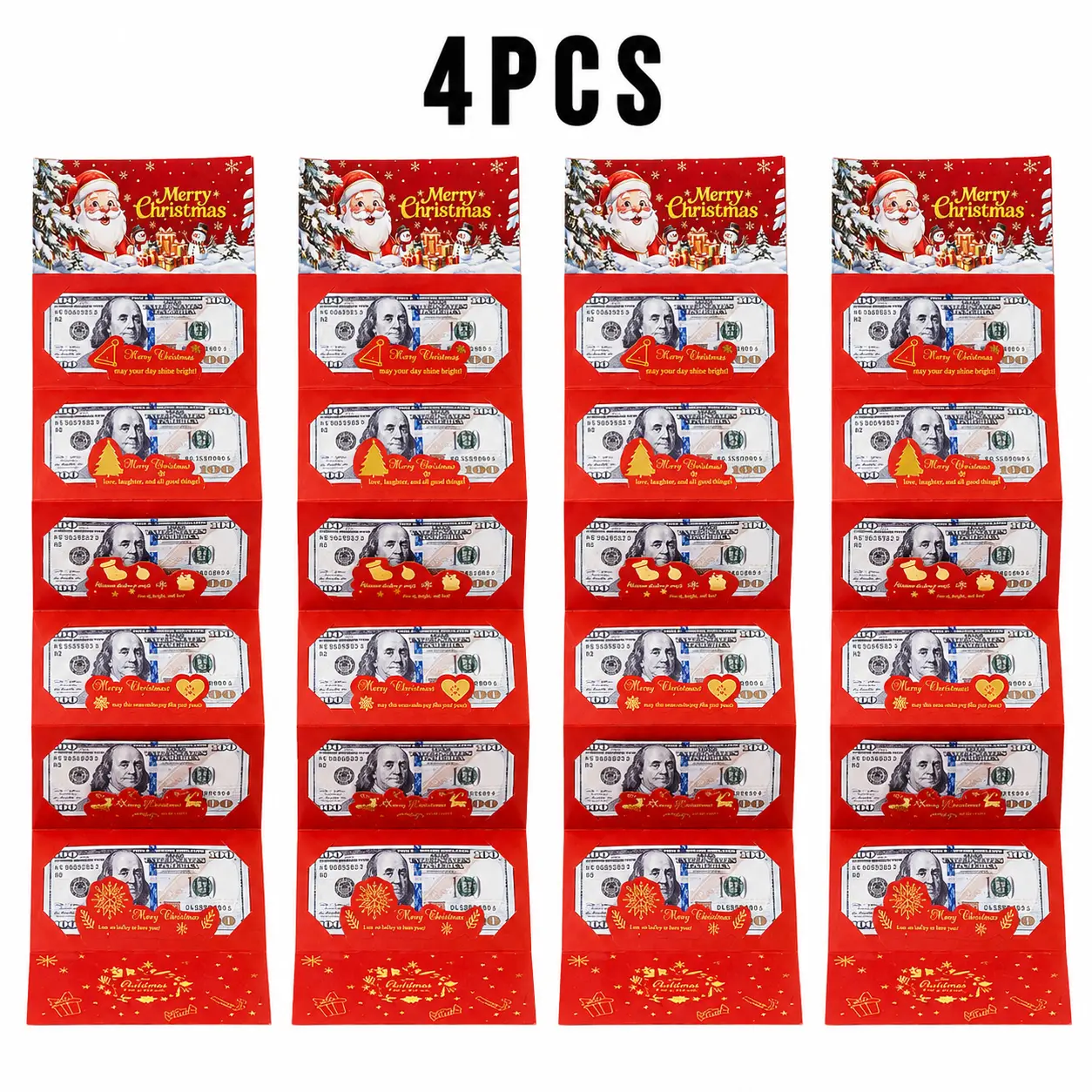 Christmas Money Holders for Cash WIth 1 Greeting Card(2 Styles), Christmas Cash Gift with Envelopes 6 Slots,Surprise Money Envelopes Xmas Gift Card For Men Women Girls Boys for Anniversary Holiday Christmas Party Supplies