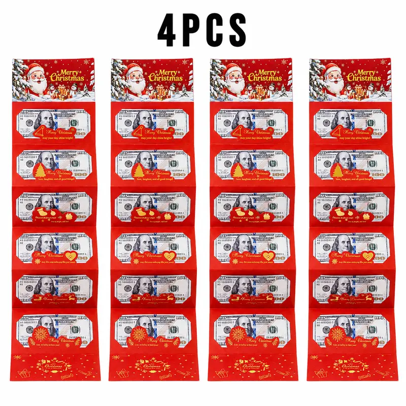 4/2 Pcs Christmas Money Envelope for Cash,Creative Folding Money Holder with 6 Slots,Luxury Paper Cash Gift Card Holder, DIY HolidayMoney Gift Envelope for Xmas, Women Men GirlsBoys Mom Dad