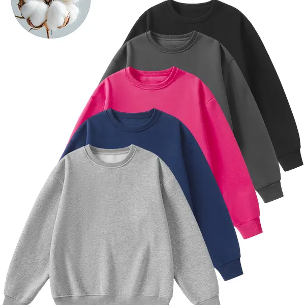 Unisex Solid Color Crewneck Sweatshirt, Loose Fit Basic Long Sleeve Pullover, Casual Plain Sweatshirt for Daily Wear