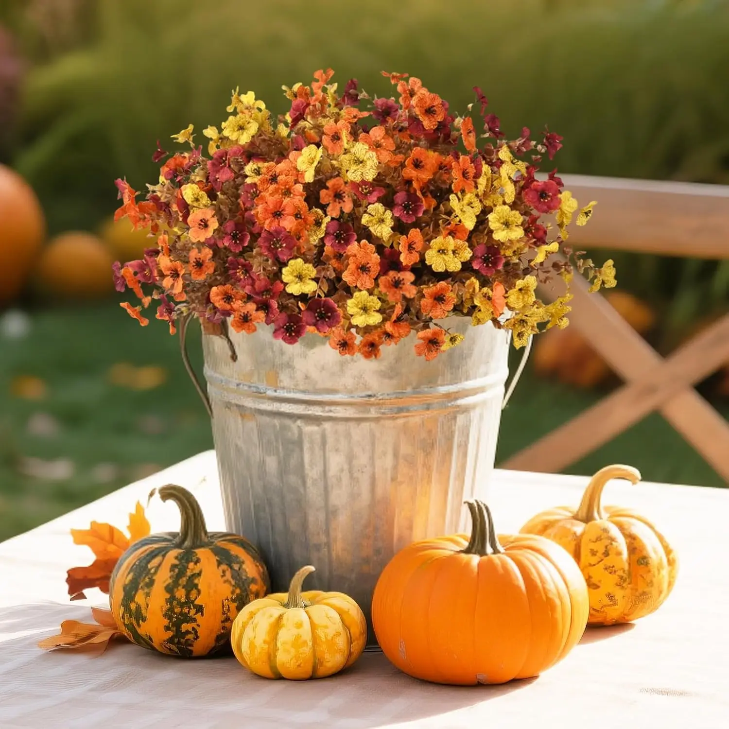 Summervibes Artificial Fall Flowers 6/12/24 PCS, Faux Autumn Flower Bushes for Outdoor Indoor Decor, Halloween Porch, Window Box, Hanging Basket & Thanksgiving Decoration summerwins,dorm essentials