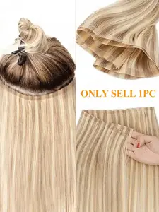 Seamless Invisible Real Human Hair Tape-In Hair Weft Extensions, Natural Straight Hair Bundles, 12 16 20 Inches, Seamless Human Hair Pieces, Human Hair Weave, Invisible Hairpiece