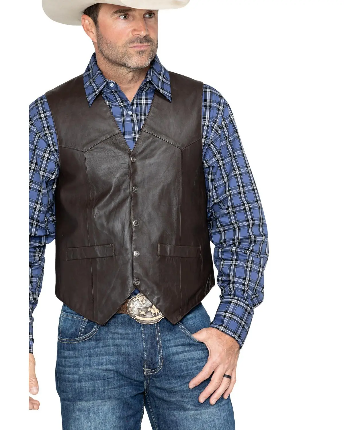 Scully Men's Lambskin Snap Front Vest - 504