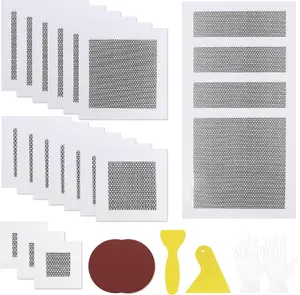 25 Pcs Drywall Repair Kit - 20 Self-Adhesive Mesh Patches for Walls (2/4/6/8 Inch), 2 Scrapers, 2 Sandpapers, 1 Gloves, Heavy Duty Large Hole Patch Repair for Drywall & Wall Holes