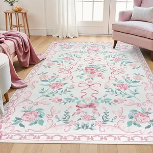 Retro Floral Print Carpet, Floral Area Rugs, Vintage Floral Rug, Large Area Living Room Bedroom, Luxury Foldable Non-Slip Fleece Mat, Home Decor for Sofa Coffee Table Dresser Bedside Hotel, Flower Rug
