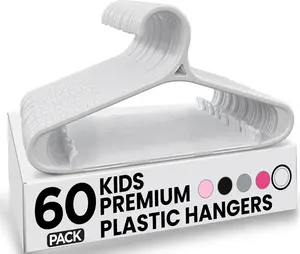 Utopia Home Kids Hangers 11 Inch Plastic Baby Hangers for Closet - Childrens Hanger for Clothes & Infant Hanger for Closet - Non-Slip Shoulder Grooves, Strap Hooks & Pants Bar (White)