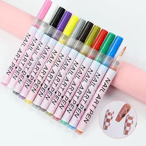 12pcs Nail Art Markers Set, Quick-Dry Drawing Pens for DIY Manicure Nail Kit, Colorful Floral Design, Easy-To-Use Nail Painting Tools