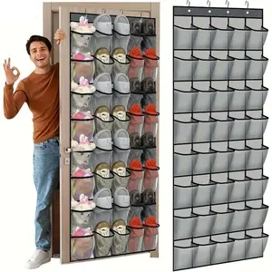 Over-the-Door Multifunctional Shoe Organizer Racks - Hangable Wall-Mounted Hanging Storage Bag with Multiple Pockets, Space-Saving Holder for Shoes & Household Sundries
