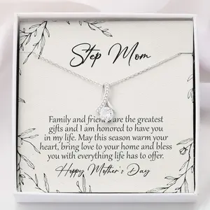 Mothers Day Necklace Gift for Stepmom - Step Mom Jewelry Gift Box - AB BT865 - Necklace Jewelry with Gift Box for Birthday Anniversary. Necklace Jewelry With Meaningful Messages Card & Box