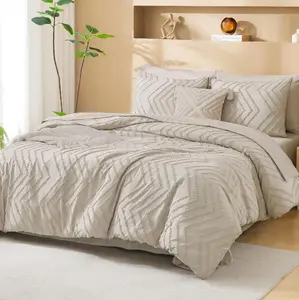 Litanika Beige King Size Comforter Set with Sheets - 7 Pieces Bed in a Bag King Boho Tufted Complete Bedding Sets with Comforter, Sheets, Pillowcases & Shams