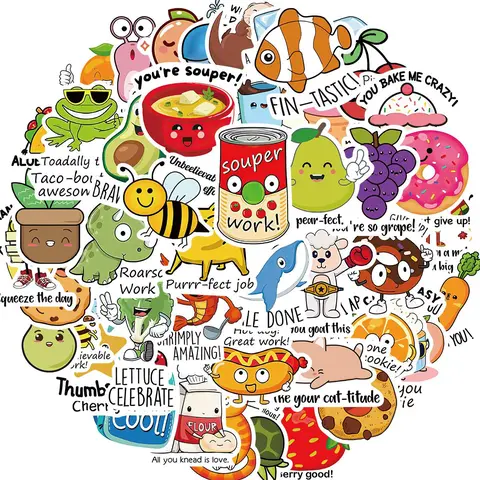 Cartoon Reward Sticker, 50pcs/set Incentive Sticker for Students Teachers, Classroom Sticker, School Supplies, Prize Sticker for Water Bottle, Decor, Fun Stickers