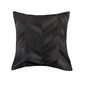 HomeRoots 544579 18 in. Black Chevron Cowhide Throw Pillows - Set of 2