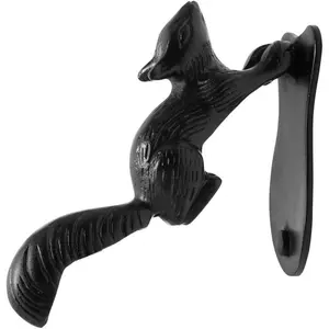 6.75 in Black Cast Iron Squirrel Shaped Door Knocker for Front Door with Mounting Hardware