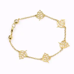 Pulsera rolo con hojas 10k