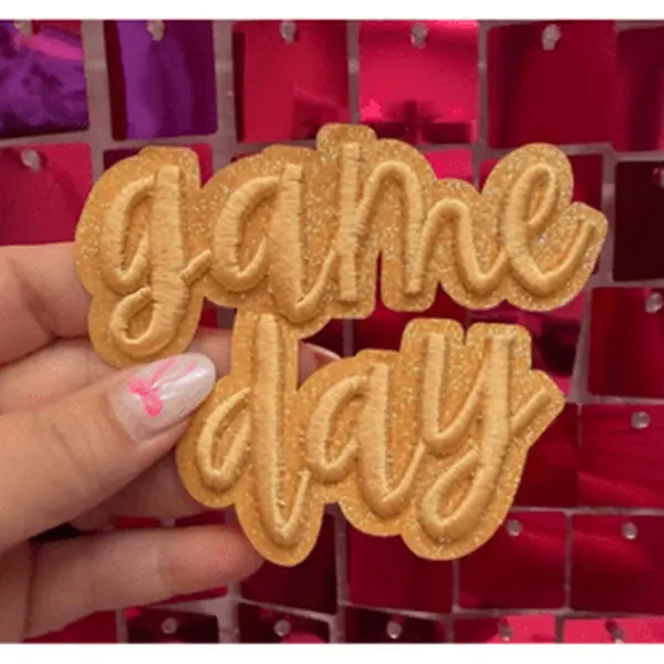 Yellow GameDay Script Iron On Patch