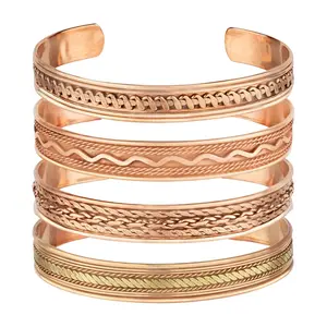4-Pack Adjustable Copper Magnetic Bracelets Set – Spiritual Yoga-Inspired Jewelry for Men & Women – Stylish, Lightweight Wellness Accessories for Everyday Wear