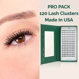 TAD Beauty Pro Pack Eyelashes Makeup 120 Lash Clusters 3D Printed Lightweight Ultra-Dark Matte Finish Made in USA Professional Lash Power Clusters