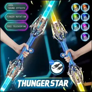 Children's Lightsaber Toy With Flashing Neon Lights, Stylish Dual-blade Design, And Retractable Grip for Galactic Heroes, Perfect Birthday & Festival Gifts For Kids