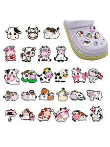 18-Piece Cow Theme Shoe Charms Set, PVC Shoe Accessories for Bracelets & Outdoor Parties, Cartoon Animal Design