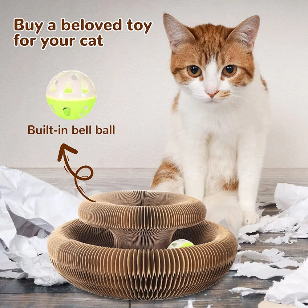 Magic Foldable Durable Cat Scratch Board with Interactive Toys