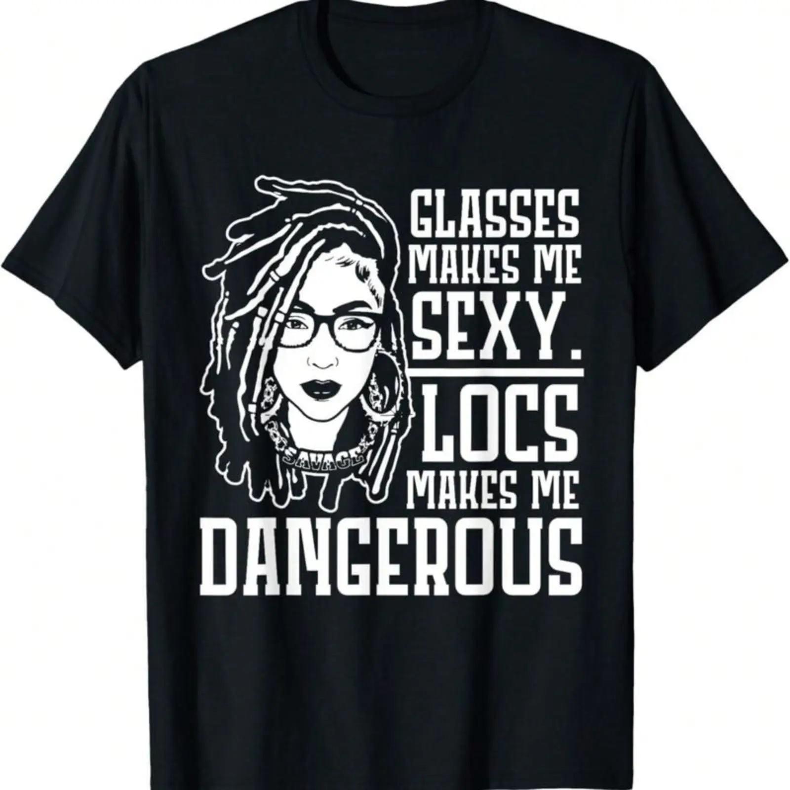 Women's Casual Graphic T-Shirt with Locs Make Me Dangerous Print, Soft Cotton Afrocentric Short Sleeve Round Neck Top for Comfort, Flat, Shortsleeve, Prints