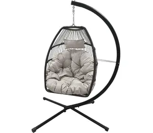 Egg Chair Hammock Chair Basket Chair Hanging Swing Chair UV Resistant Cushion with Stand for Indoor Bedroom Outdoor Garden Backyard
