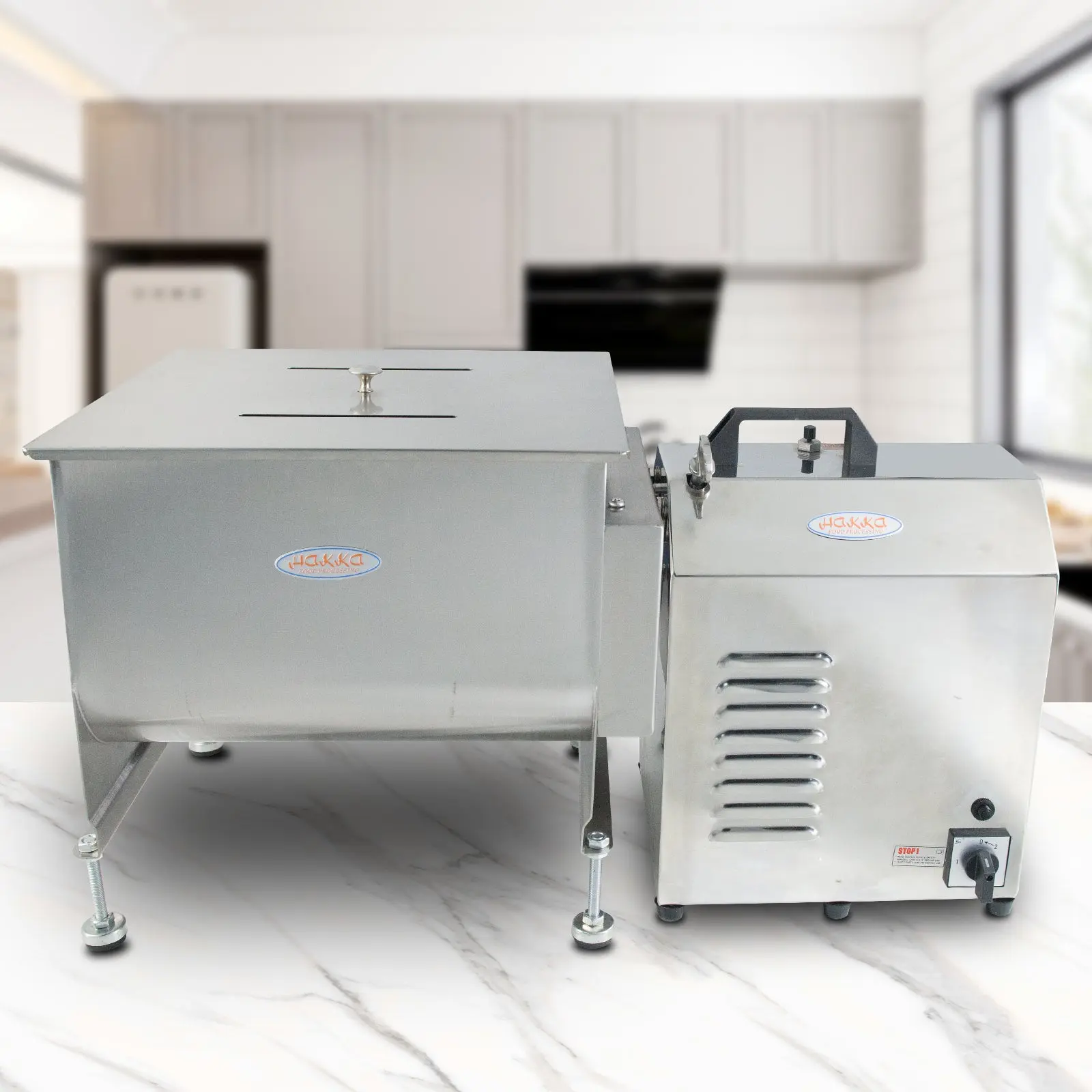 Hakka Commercial Electric Meat Mixer, 22.5L/45 lb Stainless Steel Meat Mixing Machine, Food Mixer with Motor for Sausage Preparation, Ground Meat & Restaurant Food Processing
