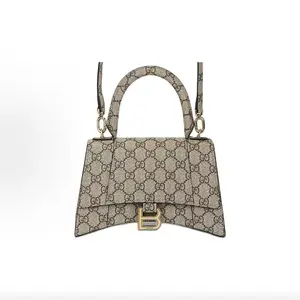 Pre-owned Balenciaga GUCCI Canvas Coated Shoulder Bags x The Hacker Project Hourglass Top Handle Bag GG Coated Canvas Small