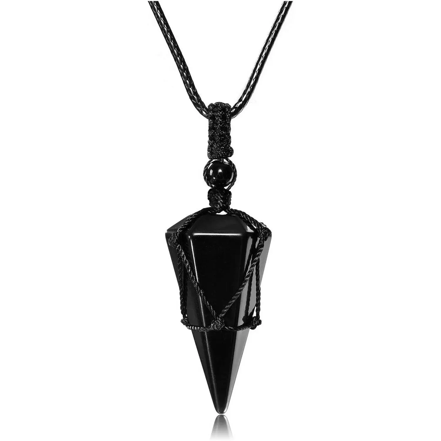 SofiaDesignsBoutique Natural Obsidian Stone Necklace, Boho Style Gemstone Pendant for Women with Adjustable Rope, Unique Handmade Jewelry Gift, Adjustable Length Necklace, Necklaces