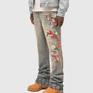 Men's Straight-Leg Denim Pants,Street Style