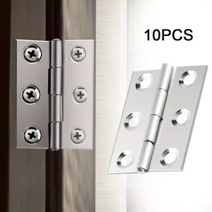 10pcs Stainless Steel Hinges, Cabinet Door Flat Open Hinges, Durable Metal Hinges for Kitchen Cabinets, High-Quality Hardware Accessories
